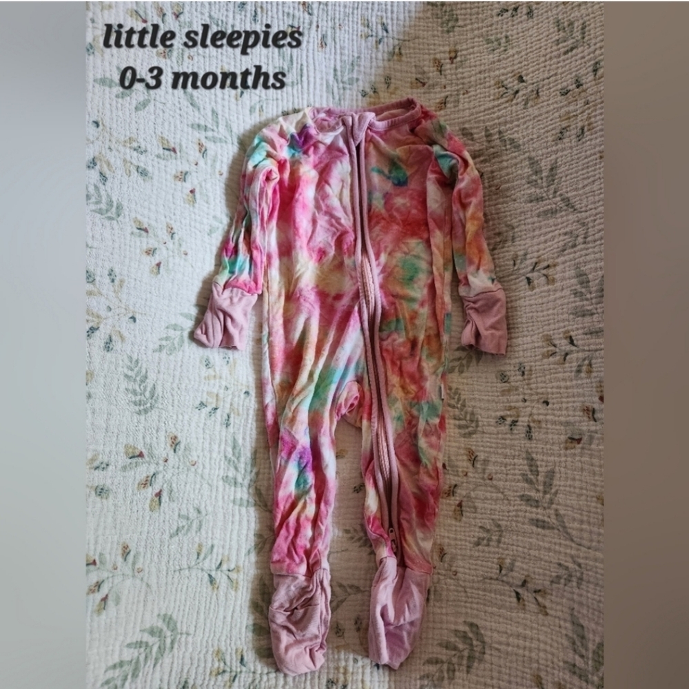 Little Sleepies 0-3 Month Long Sleeve Zipper Pajamas
